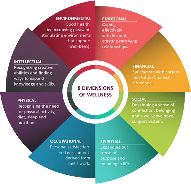 8 Dimensions of Wellness portrayed in a wheel